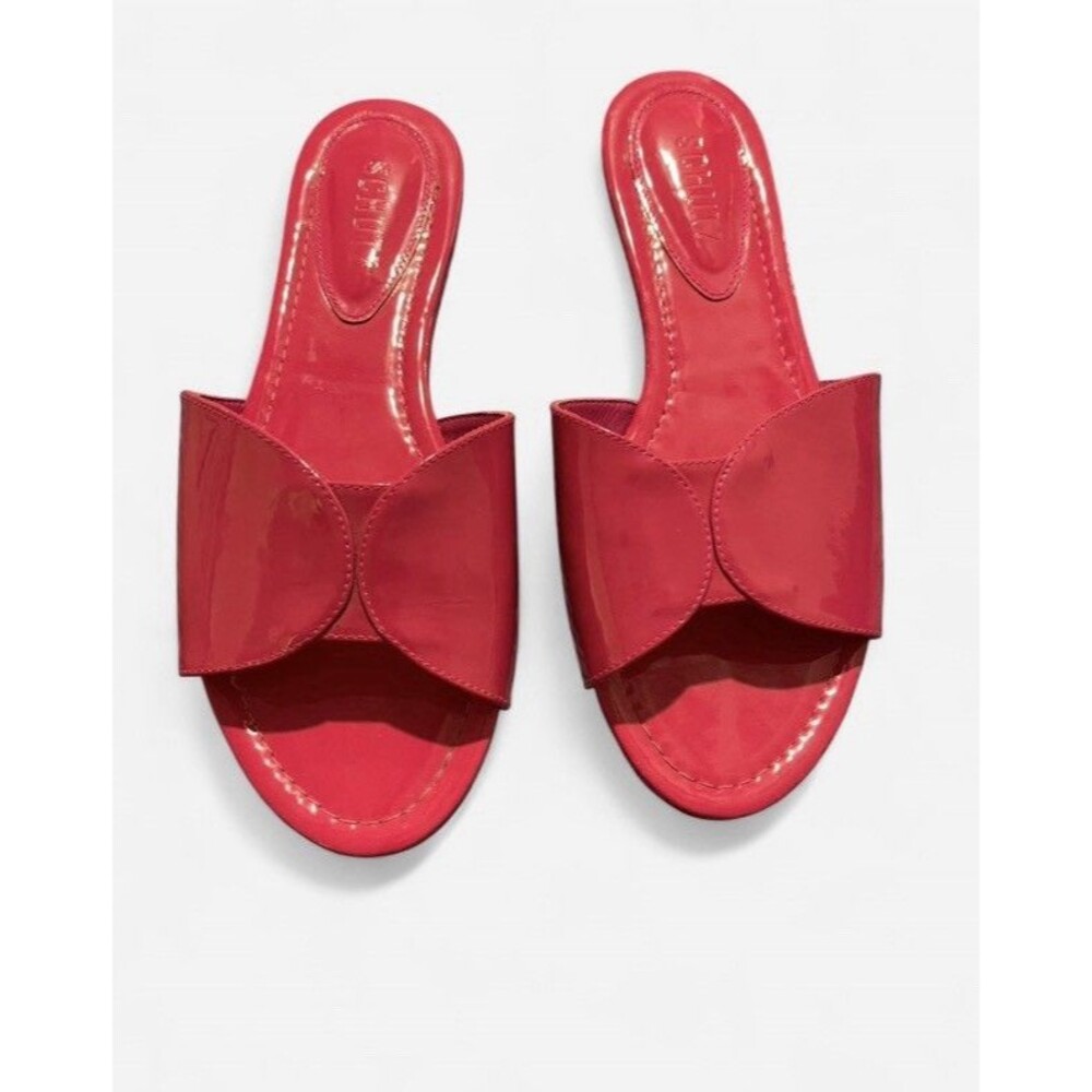 Schutz fuchsia patent sandals‎